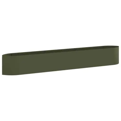 vidaXL Povišana vrtna gredica Olivno zelena 300 x 40 x 40 cm Jeklo