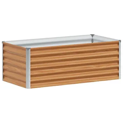 vidaXL Vrtna visoka greda Svetlo rjava 98 x 50 x 36 cm Cinkana jeklena