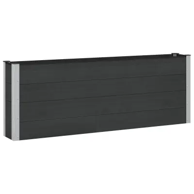 vidaXL Vrtna visoka greda Črna 200 x 30 x 72 cm WPC in aluminij