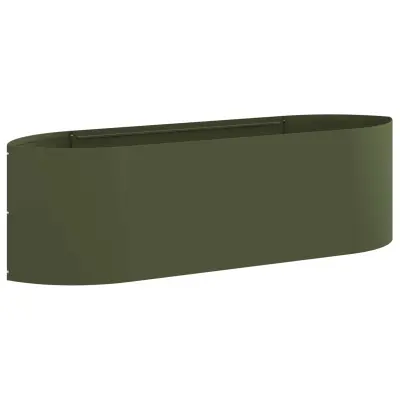 vidaXL Povišana vrtna gredica Olivno zelena 140 x 40 x 40 cm Jeklo