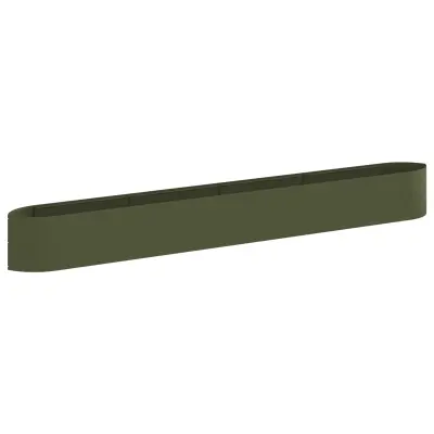 vidaXL Povišana vrtna gredica Olivno zelena 380 x 40 x 40 cm Jeklo
