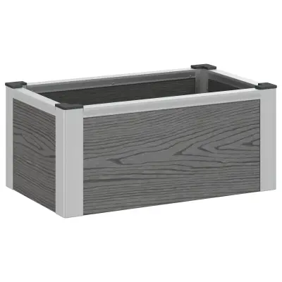 vidaXL Vrtna visoka greda Siva 50 x 30 x 22 cm WPC in aluminij