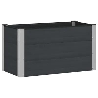 vidaXL Vrtna visoka greda Črna 100 x 50 x 54 cm WPC in aluminij