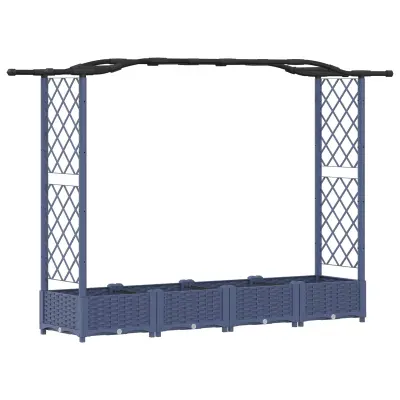 vidaXL Dvignjeno ležišče s trellisom in streho Siva 207 x 40 x 126 cm