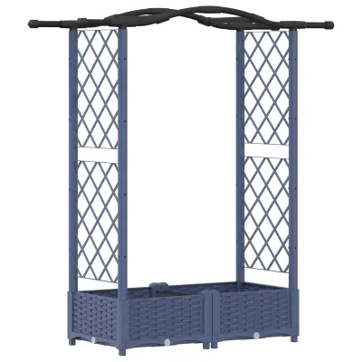 vidaXL Dvignjeno ležišče s trellisom in streho Siva 124 x 40 x 125 cm