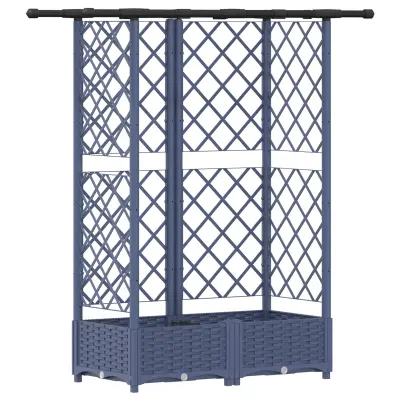vidaXL Dvignjeno ležišče s trellisom in streho Siva 124 x 40 x 123 cm