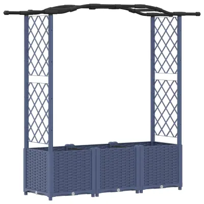 vidaXL Dvignjeno ležišče s trellisom in streho Siva 164 x 40 x 142 cm
