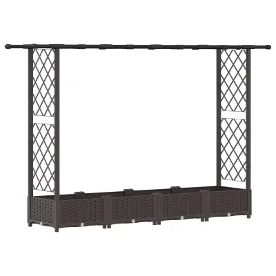 vidaXL Dvignjeno ležišče s trellisom in streho Rjava 203 x 40 x 123 cm