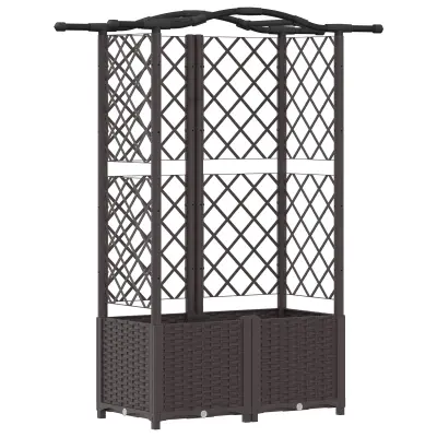 vidaXL Dvignjeno ležišče s trellisom in streho Rjava 122 x 40 x 141 cm