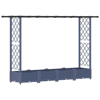 vidaXL Dvignjeno ležišče s trellisom in streho Siva 203 x 40 x 123 cm