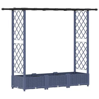 vidaXL Dvignjeno ležišče s trellisom in streho Siva 164 x 40 x 123 cm