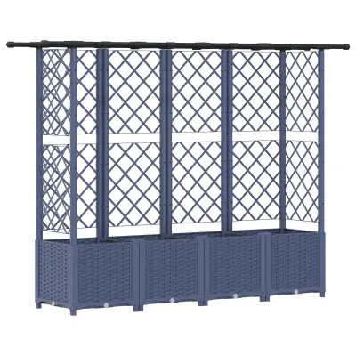 vidaXL Dvignjeno ležišče s trellisom in streho Siva 202 x 40 x 138 cm