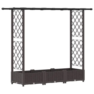 vidaXL Dvignjeno ležišče s trellisom in streho Rjava 164 x 40 x 123 cm