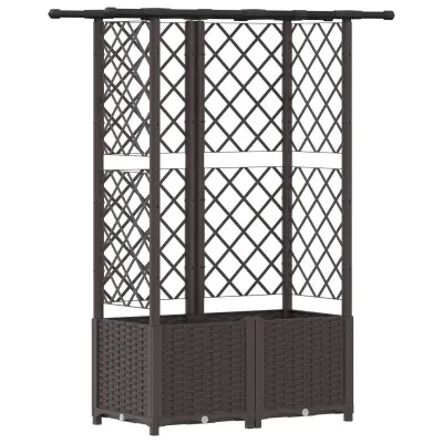 vidaXL Dvignjeno ležišče s trellisom in streho Rjava 124 x 40 x 138 cm