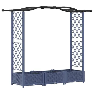 vidaXL Dvignjeno ležišče s trellisom in streho Siva 169 x 40 x 125 cm