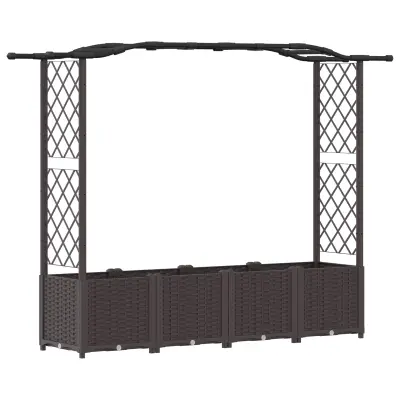vidaXL Dvignjeno ležišče s trellisom in streho Rjava 204 x 40 x 141 cm