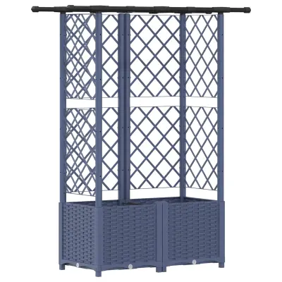 vidaXL Dvignjeno ležišče s trellisom in streho Siva 124 x 40 x 138 cm