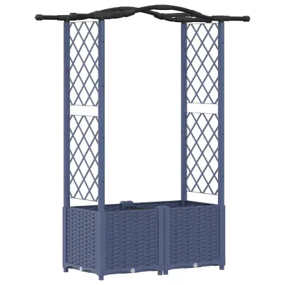 vidaXL Dvignjeno ležišče s trellisom in streho Siva 125 x 40 x 138 cm