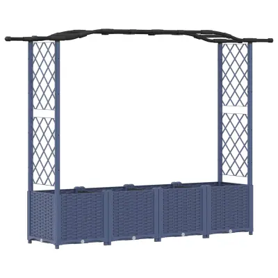 vidaXL Dvignjeno ležišče s trellisom in streho Siva 204 x 40 x 141 cm