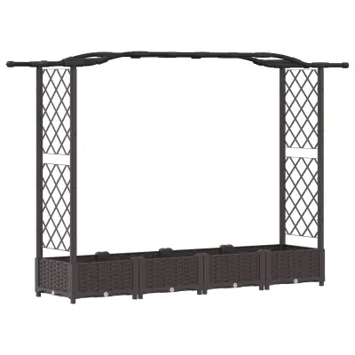 vidaXL Dvignjeno ležišče s trellisom in streho Rjava 207 x 40 x 126 cm