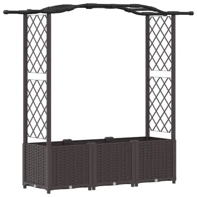 vidaXL Dvignjeno ležišče s trellisom in streho Rjava 164 x 40 x 142 cm