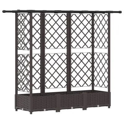 vidaXL Dvignjeno ležišče s trellisom in streho Rjava 164 x 40 x 123 cm