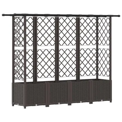 vidaXL Dvignjeno ležišče s trellisom in streho Rjava 203 x 40 x 138 cm