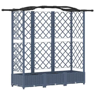 vidaXL Dvignjeno ležišče s trellisom in streho Siva 163 x 40 x 126 cm