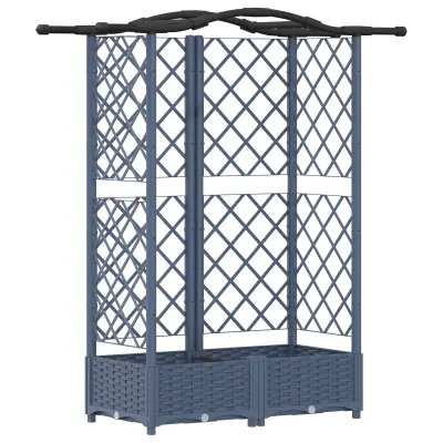 vidaXL Dvignjeno ležišče s trellisom in streho Siva 124 x 40 x 126 cm