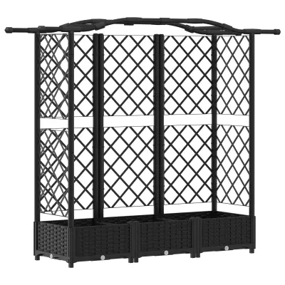 vidaXL Dvignjeno ležišče s trellisom in streho Črna 163 x 40 x 126 cm