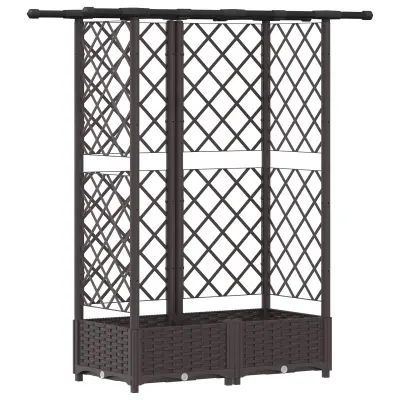 vidaXL Dvignjeno ležišče s trellisom in streho Rjava 124 x 40 x 123 cm