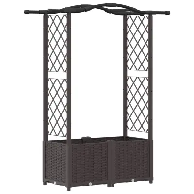 vidaXL Dvignjeno ležišče s trellisom in streho Rjava 125 x 40 x 138 cm