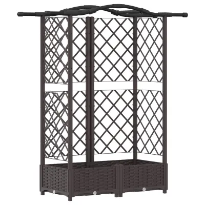 vidaXL Dvignjeno ležišče s trellisom in streho Rjava 124 x 40 x 126 cm