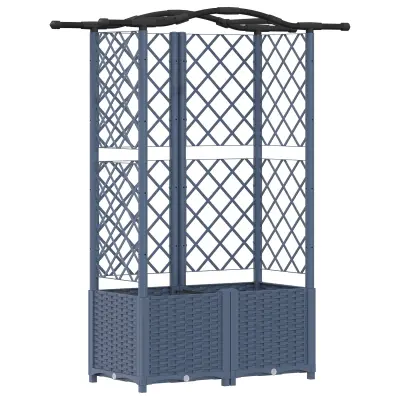 vidaXL Dvignjeno ležišče s trellisom in streho Siva 122 x 40 x 141 cm