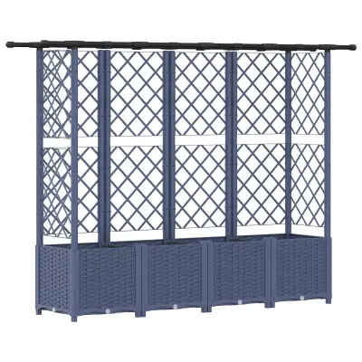 vidaXL Dvignjeno ležišče s trellisom in streho Siva 203 x 40 x 138 cm