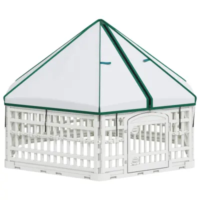 vidaXL 6 Panelna Pasja Ograja Bela 122 x 106 x 79 cm Plastika