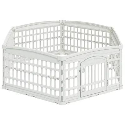 vidaXL 6 Panelna Pasja Ograja Bela 179 x 151 x 58 cm Plastika