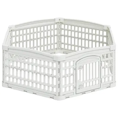 vidaXL 6 Panelna Pasja Ograja Bela 122 x 106 x 40 cm Plastika