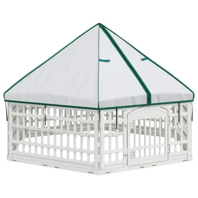 vidaXL 6 Panelna Pasja Ograja Bela 179 x 151 x 114 cm Plastika