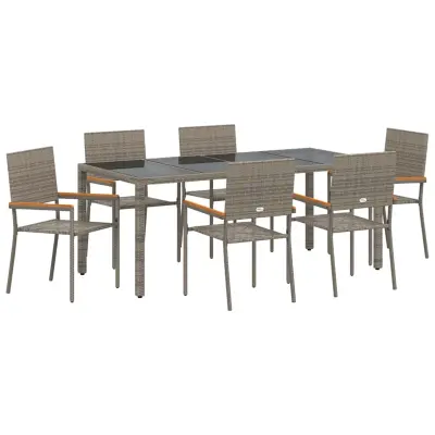 vidaXL Komplet za jedilnico v vrtu 7 pcs Siva poli ratan