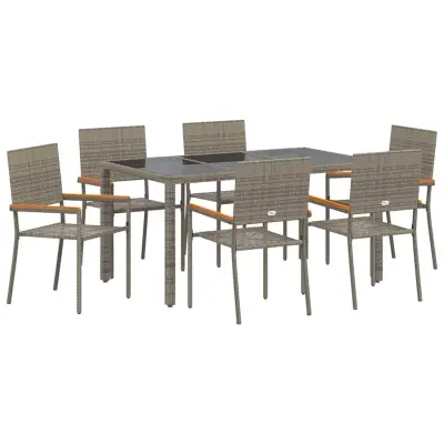 vidaXL Komplet za jedilnico v vrtu 7 pcs Siva poli ratan
