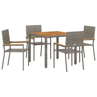 vidaXL Komplet za jedilnico v vrtu 5 pcs Siva poli ratan