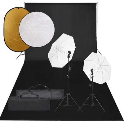 vidaXL Komplet za foto studio z lučmi, ozadjem in odbojnikom