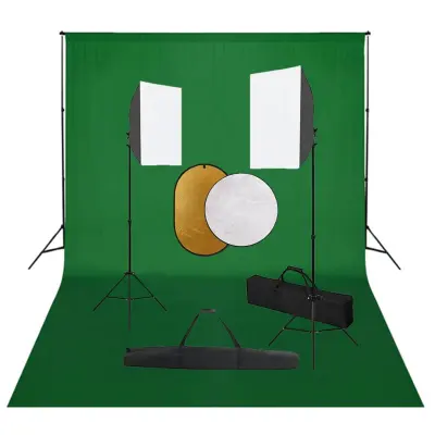 vidaXL Foto studijski komplet s softboxi, ozadjem in odbojnikom