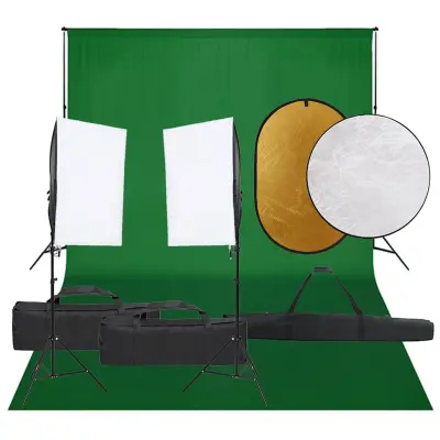 vidaXL Komplet za foto studio z lučmi, ozadjem in odbojnikom