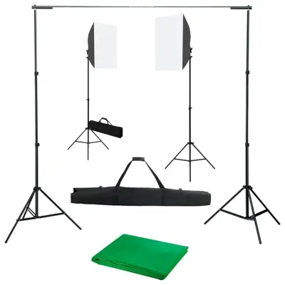 vidaXL Komplet za fotografski studio s softbox svetilkami in ozadjem