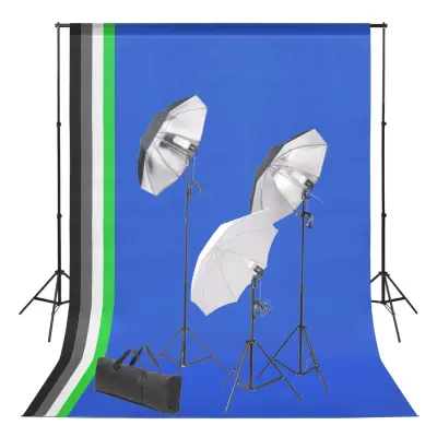 vidaXL Komplet za foto studio z ozadjem in kompletom razsvetljave