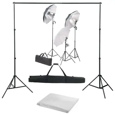 vidaXL Fotografski studijski komplet s svetilkami in ozadjem