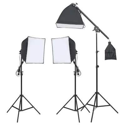 vidaXL Komplet za studijsko osvetlitev s stojalom in softboxom