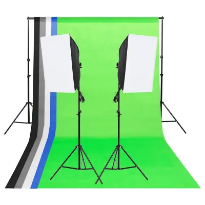 vidaXL Komplet za studijsko osvetlitev z ozadji in softboxi